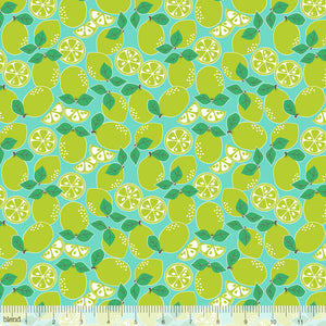 Limeade Blue Fabric, Pucker Up Collection by Maude Asbury For Blend Fabrics