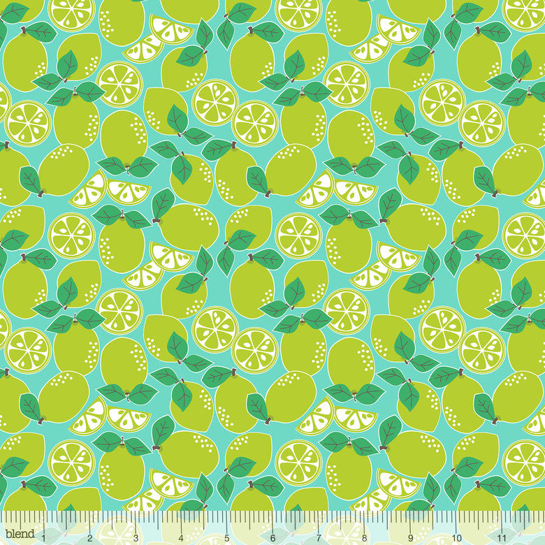Limeade Blue Fabric, Pucker Up Collection by Maude Asbury For Blend Fabrics