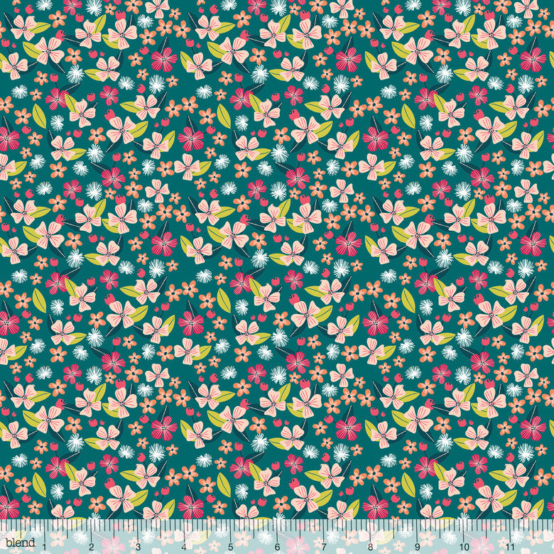 Little Brave Teal, Fabric Yard, Junglemania Collection by Mia Charro For Blend Fabrics