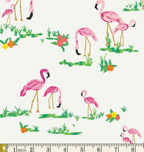 Flamingo Field Pearl Fabric | West Palm Collection by Katie Skoog For Art Gallery Fabrics