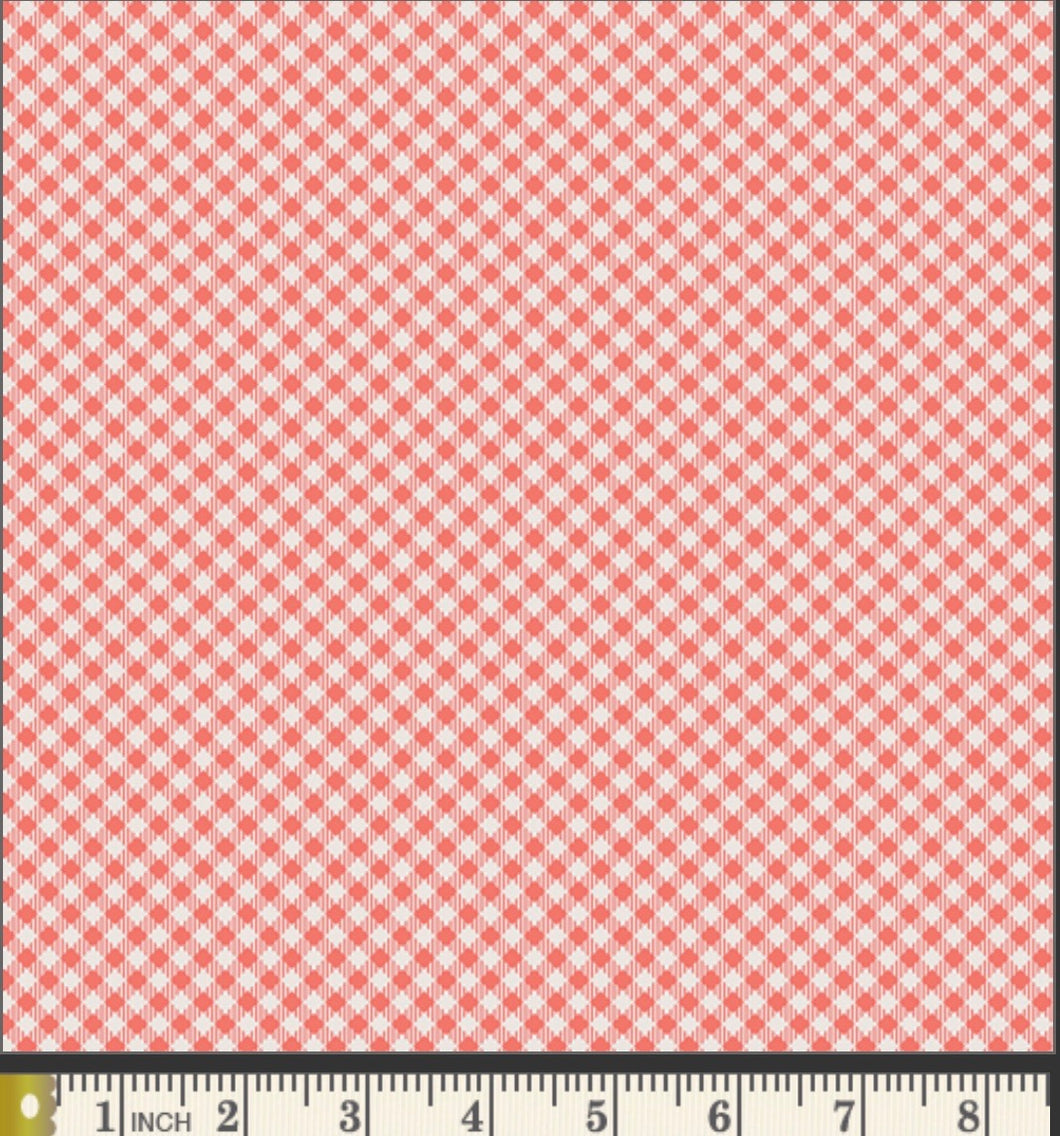 Petits Checks Coral Fabric, Les Petits Collection by Amy Sinibaldi For Art Gallery Fabrics