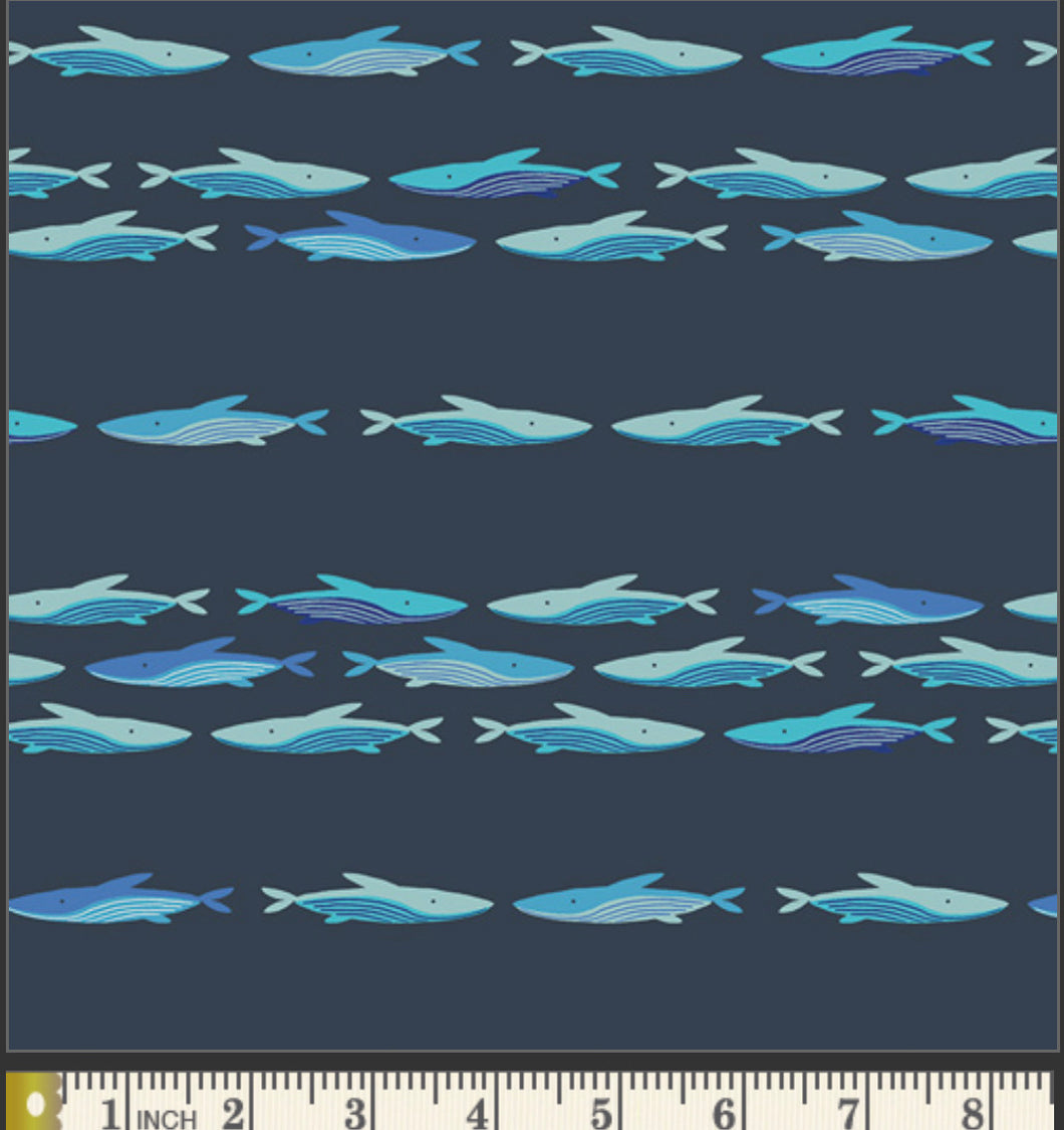 Oceania Nightlight Fabric, Sirena Collection By Bonnie Christine For Art Gallery Fabrics, Sharks