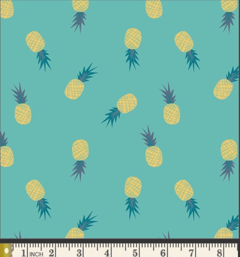 Ananas Aqua Fabric, Sirena Collection by Jessica Swift For Art Gallery Fabrics